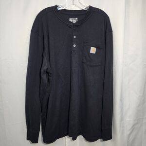Carhartt Men's Black Long Sleeve Henley Shirt
